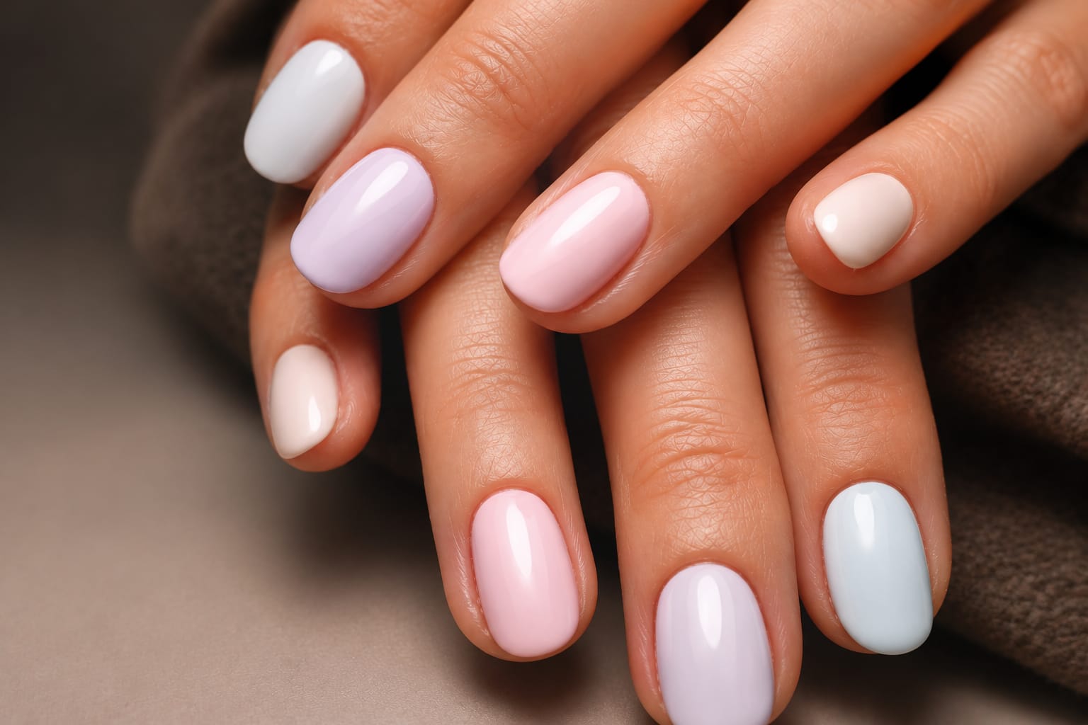 Ongles nude et rosés réalisés au salon
